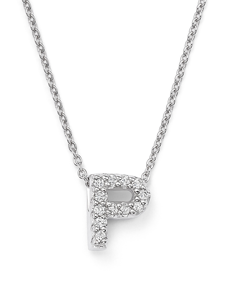 Roberto Coin 18K White Gold Initial Love Letter Pendant Necklace with Diamonds, 16