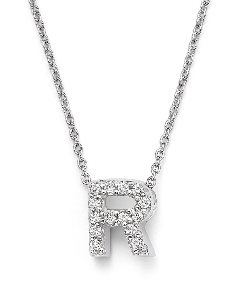 Roberto Coin 18K White Gold Initial Love Letter Pendant Necklace with Diamonds, 16