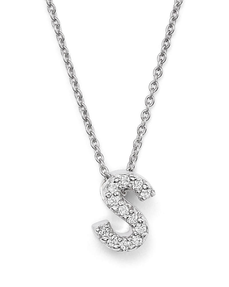 Roberto Coin 18K White Gold Initial Love Letter Pendant Necklace with Diamonds, 16