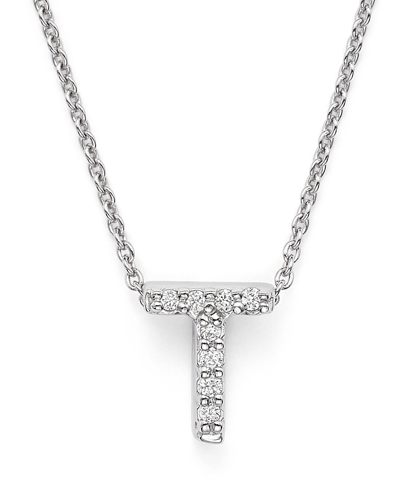 Roberto Coin 18K White Gold Initial Love Letter Pendant Necklace with Diamonds, 16