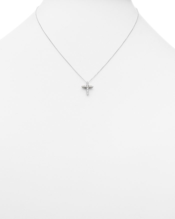 Shop Roberto Coin 18k White Gold Cross Pendant Necklace With Diamonds, 16