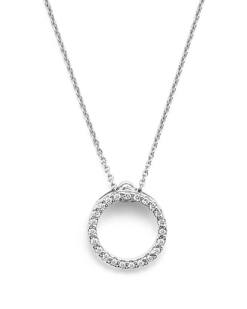Roberto Coin 18K White Gold or Yellow Gold and Diamond Extra Small Circle Necklace, 16