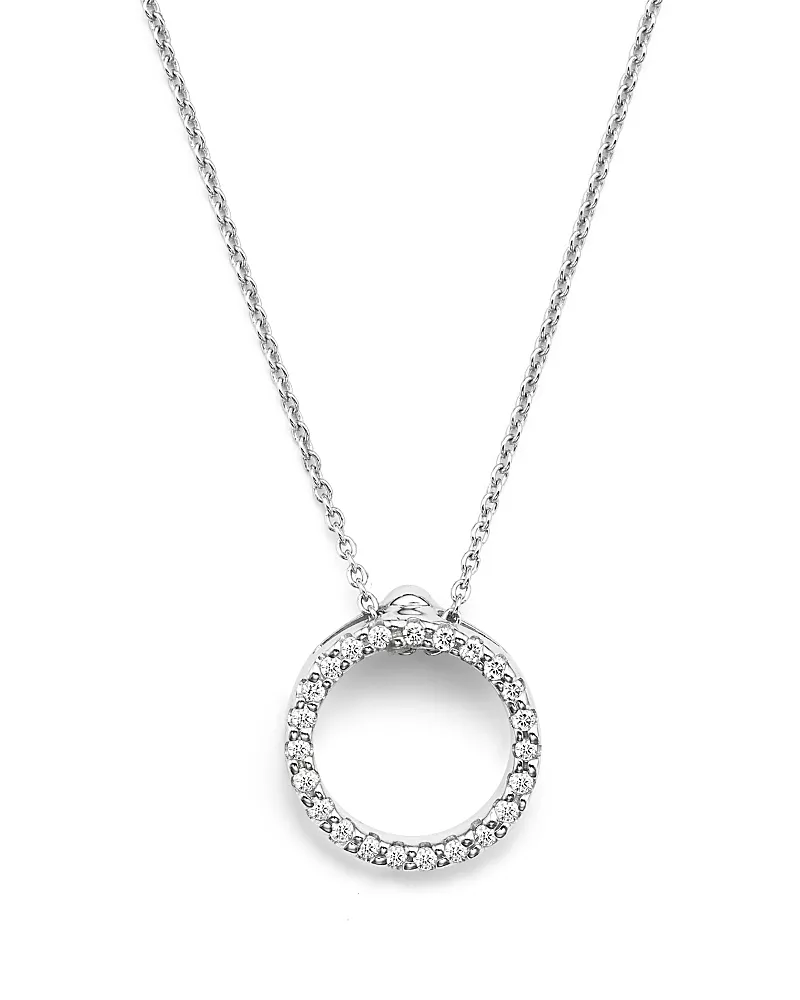 Roberto Coin 18K White Gold or Yellow Gold and Diamond Extra Small Circle Necklace, 16
