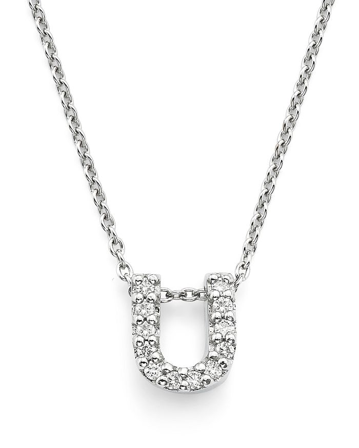 Roberto Coin 18k White Gold Initial Love Letter Pendant Necklace With Diamonds, 16 In U