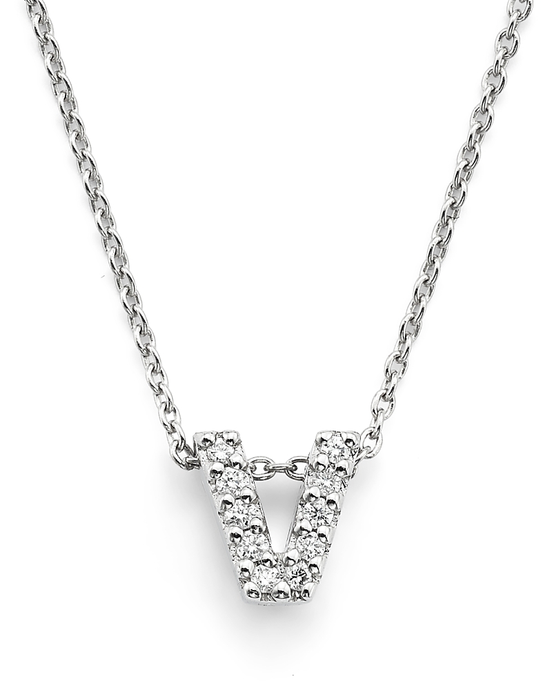 Roberto Coin 18K White Gold Initial Love Letter Pendant Necklace with Diamonds, 16
