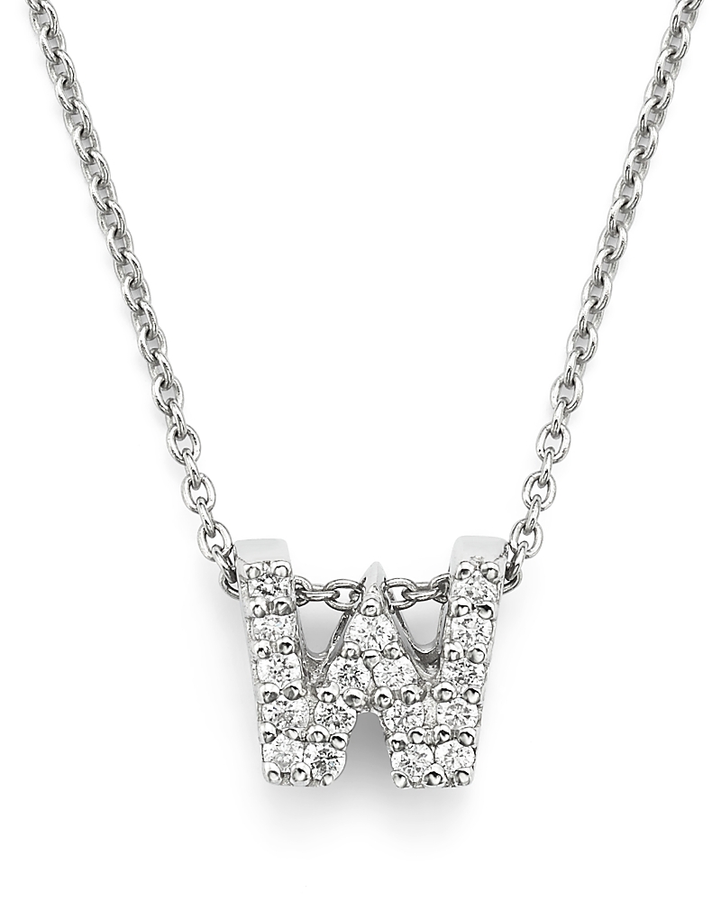 Roberto Coin 18K White Gold Initial Love Letter Pendant Necklace with Diamonds, 16