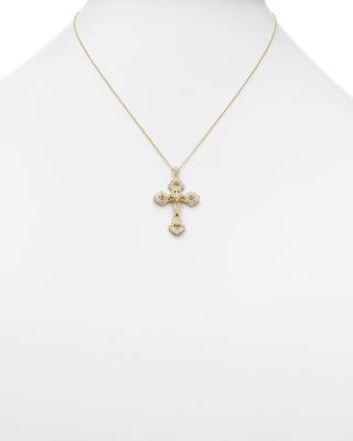Diamond Cross Pendant Necklace in 14K Yellow Gold, .50 tcw&nbsp;