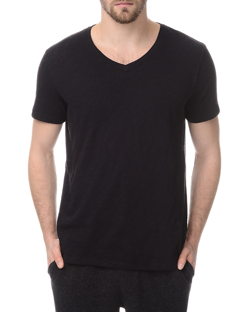 Atm Anthony Thomas Melillo Slim Fit V-neck Cotton T-shirt In Black
