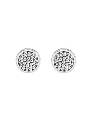 Sterling Silver 15MM Caviar Button Earrings