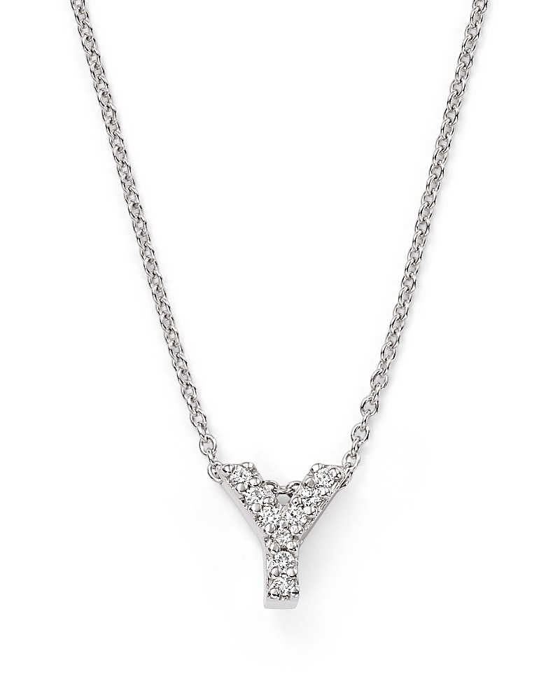 Roberto Coin 18K White Gold Initial Love Letter Pendant Necklace with Diamonds, 16