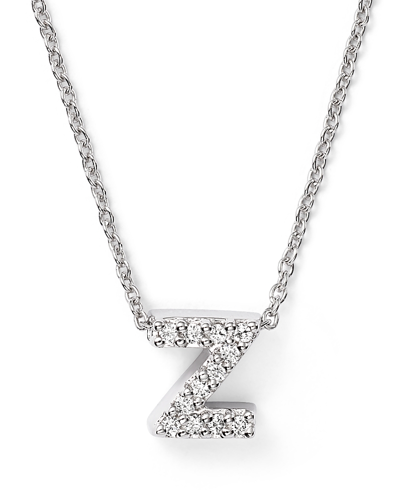 Roberto Coin 18K White Gold Initial Love Letter Pendant Necklace with Diamonds, 16