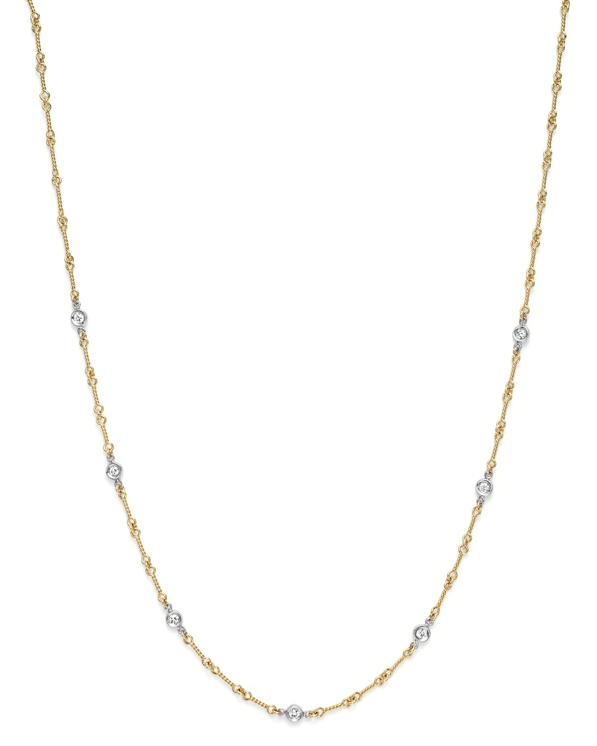 Roberto Coin 18K Yellow and White Gold Diamond Station Necklace, 16"