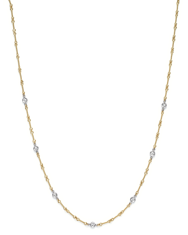Roberto Coin 18K Yellow and White Gold Diamond Station Necklace, 16