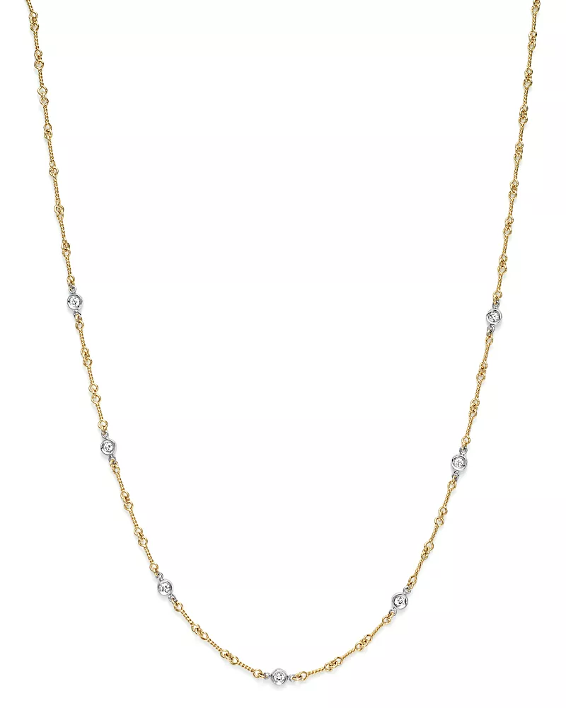 Roberto Coin 18K Yellow and White Gold Diamond Station Necklace, 16