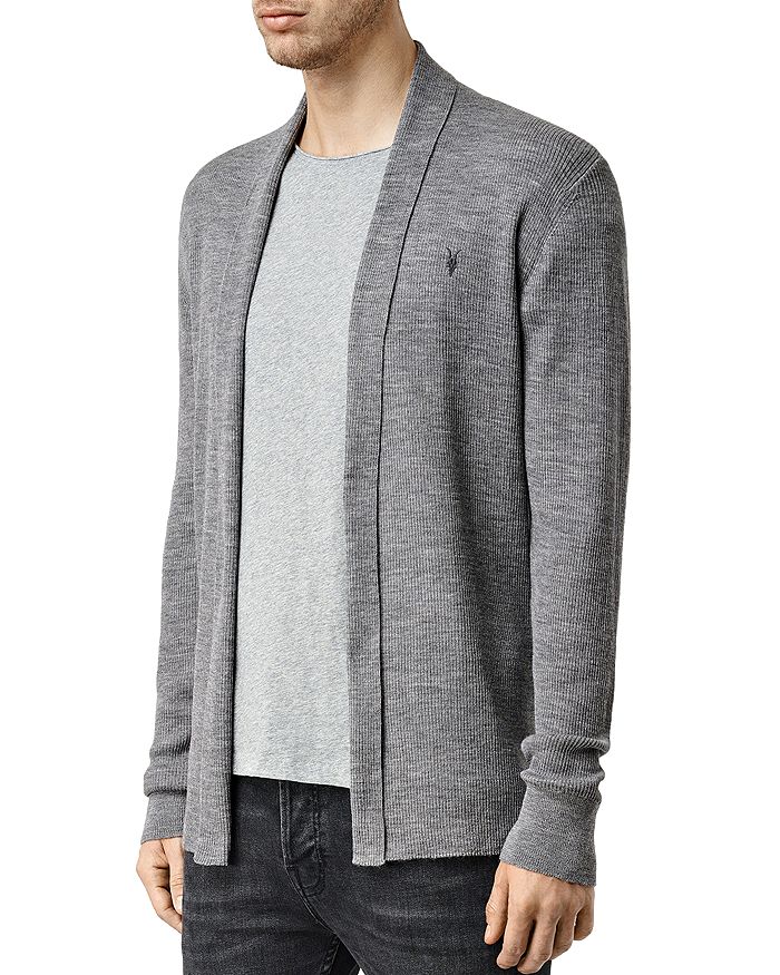 Allsaints Mode Merino Wool Open Cardigan Sweater In Grey Marl | ModeSens