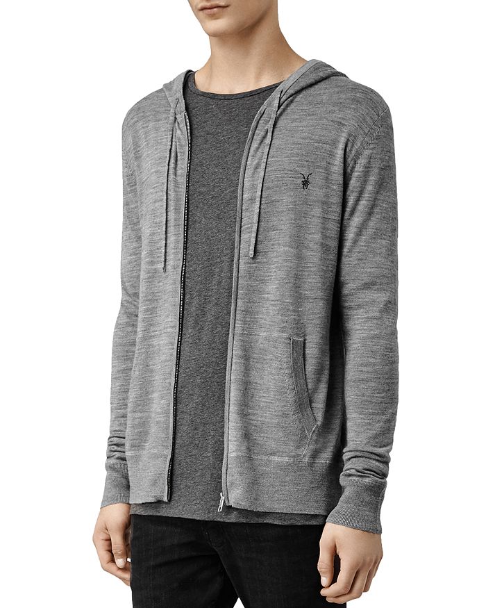 Shop Allsaints Mode Merino Zip Hoodie In Gray