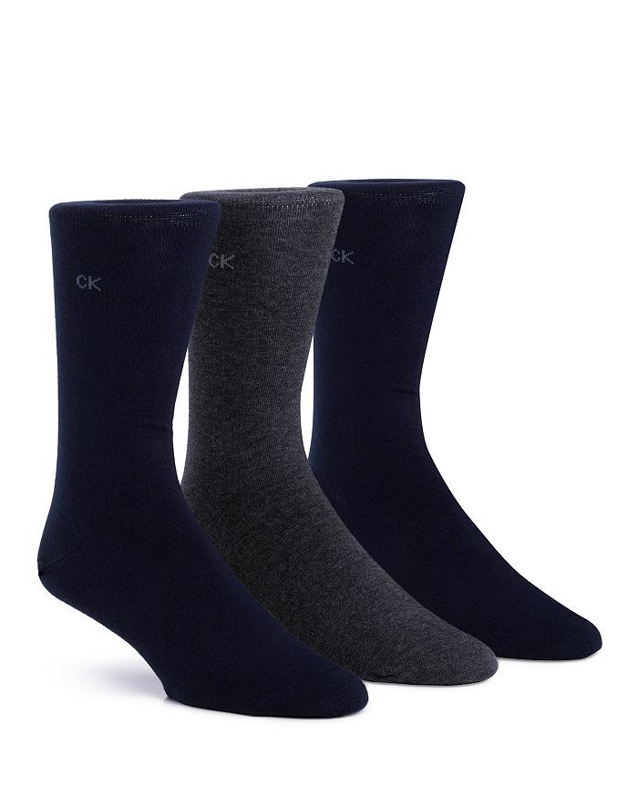 Gucci Flat Knit Crew Socks, Pack Of 3 In Navy/graphite Heather/navy