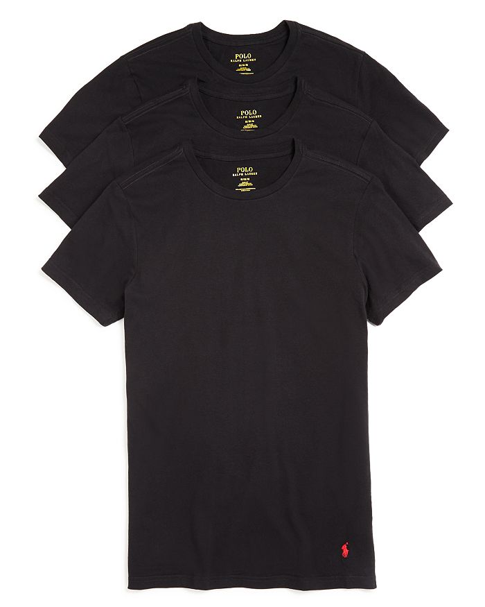 Shop Polo Ralph Lauren Slim Fit Crewneck Undershirt, Pack Of 3 In Black
