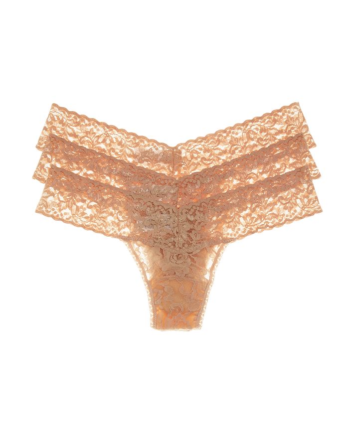 Shop Hanky Panky Low-rise Thongs, Set Of 3 In Chai
