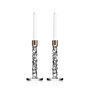 Shop Orrefors Carat Candlesticks, Set Of 2 In Brass
