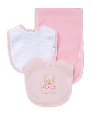 Little Me Infant Girls' Bear Bib & Burp Cloth Set - Baby