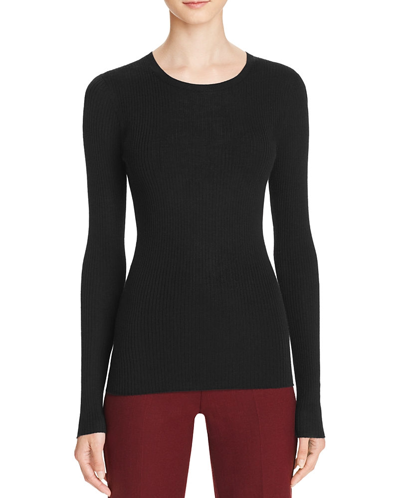 Theory Slim-fit Wool-blend Pullover Sweater In Black