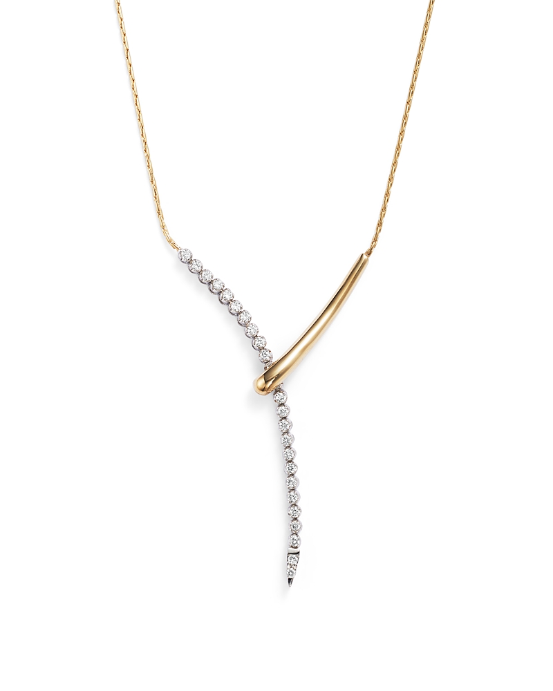 Diamond Y Necklace in 14K Yellow and White Gold, .50 tcw