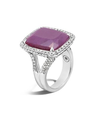 JOHN HARDY - Sterling Silver Classic Chain Magic Cut Indian Ruby Ring with Diamonds