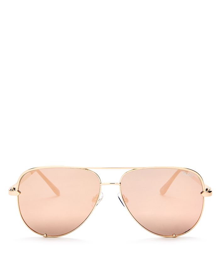 Quay Women's High Key Mirrored Brow Bar Aviator Sunglasses, 56mm In Gold/gold Mirror Lens