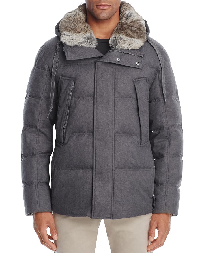 Marc new york hooded puffer coat deals with fur trim