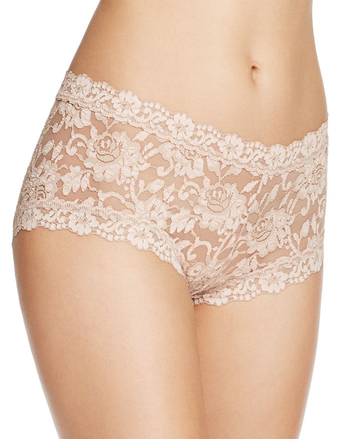 Hanky Panky Medium-rise Cross-dyed Boyshorts In Taupe/vanilla