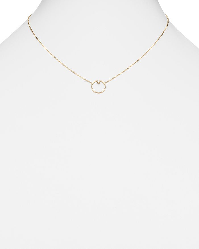 Shop Zoë Chicco 14k Yellow Gold Paris Small Circle Diamond Necklace In White/gold