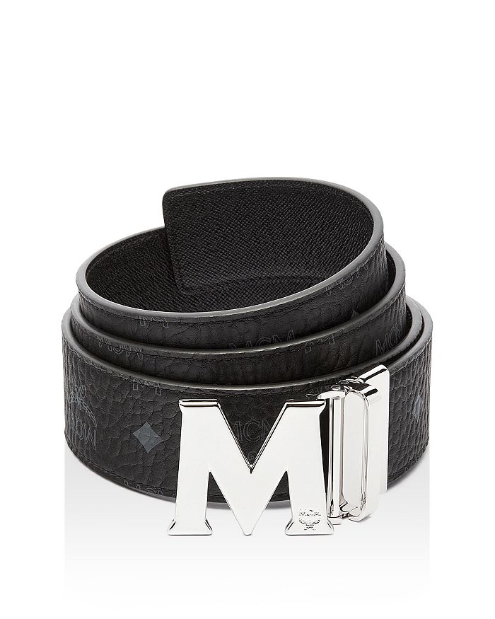 Shop Mcm Men's Claus Reversible Belt In Black/silver