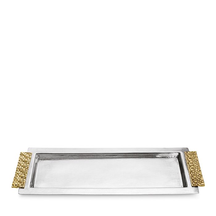 Shop Michael Aram Palm Vanity Tray In Marble/gold