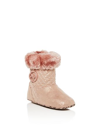 Michael Kors MICHAEL Infant Girls' Faux Fur Trimmed Metallic Boots - Baby |  Bloomingdale's