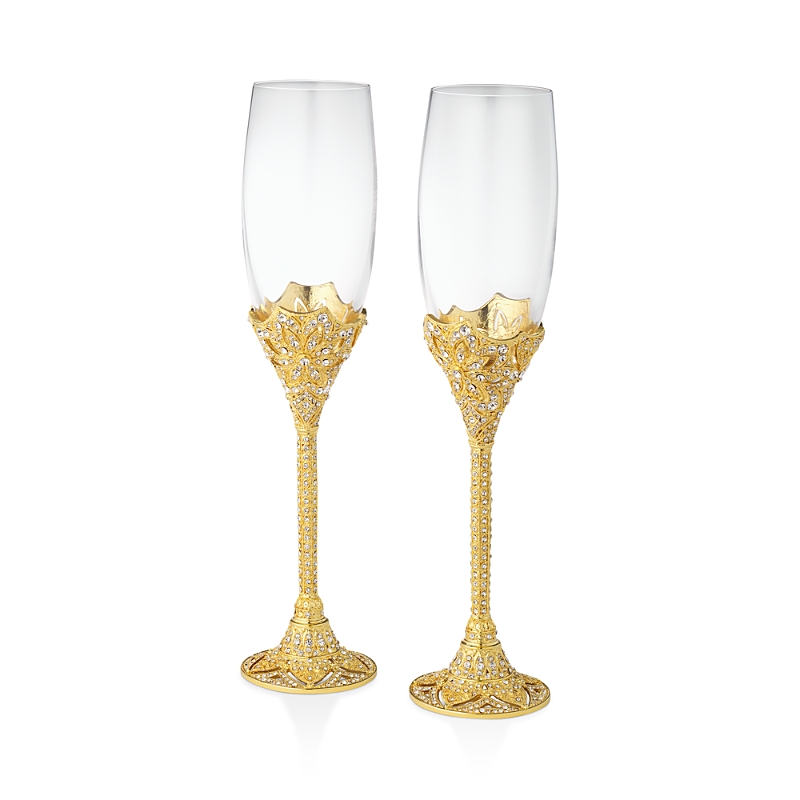 Olivia Riegel Windsor Gold 2-piece Flute Glass Set In Gold