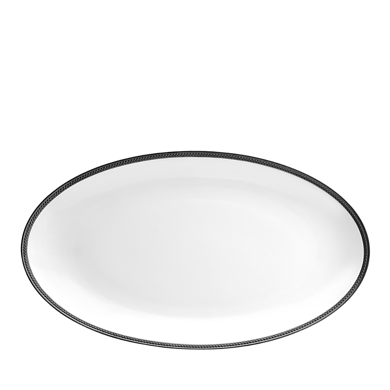 L'objet Soie Tressee Large Oval Platter, 21" In White/black