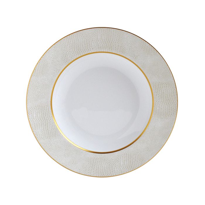 Shop Bernardaud Sauvage White Rim Soup Bowl In Gold/white