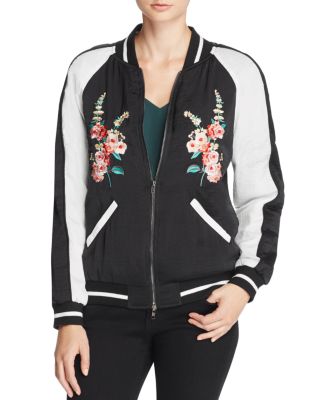 floral embroidery bomber jacket