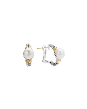 LAGOS - 18K Gold and Sterling Silver Luna Earrings with Cultured Freshwater Pearls