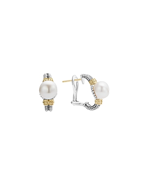 Lagos 18K Gold and Sterling Silver Luna Earrings with Cultured Freshwater Pearls