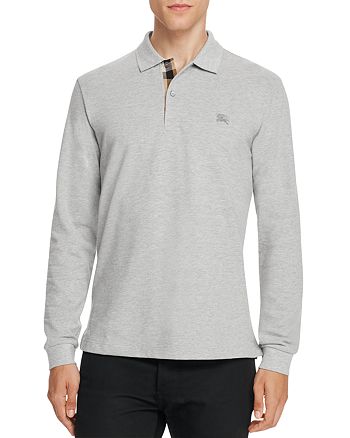 Burberry Oxford Piqué Long Sleeve Slim Fit Polo Shirt | Bloomingdale's