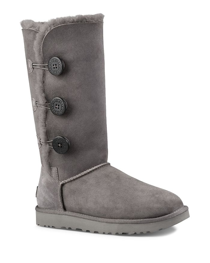 Ugg Women's Bailey Button Triplet Shearling Mid Calf Boots In Gray