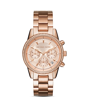 Michael Kors Ritz Rose Gold-tone Watch In Rose