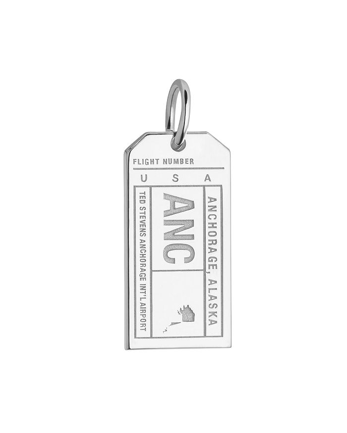 Jet Set Candy Anchorage, Alaska Anc Luggage Tag Charm In Silver