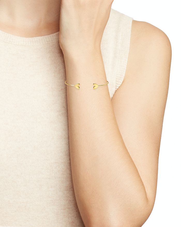 Shop Argento Vivo Heart Cuff Bracelet In Gold