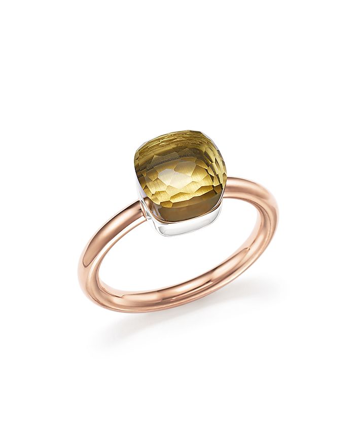 Pomellato Nudo Mini Ring with Faceted Lemon Quartz in 18K Rose and ...
