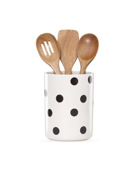 kate spade new york - Utensil Crock with 3 Wooden Utensils