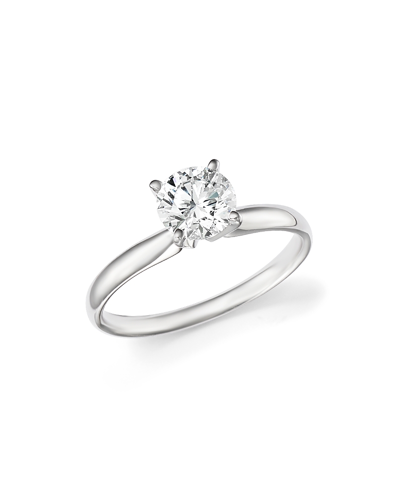 Certified Diamond Round Brilliant Cut Solitaire Ring in 18K White Gold, 0.50 tcw