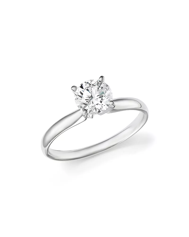 Certified Diamond Round Brilliant Cut Solitaire Ring in 18K White Gold, 0.50 tcw